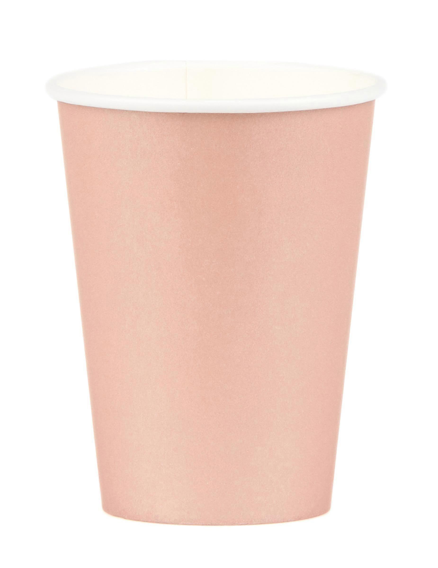 8 Gobelets en carton or rose 210 ml