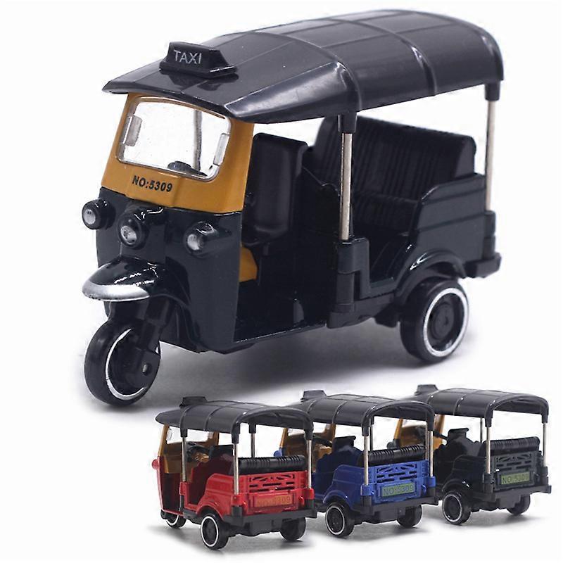 Alloy Tricycle Retro Simulation Model Three Wheeled Motorcycle Toy Diecast Autorickshaw Car Model Figure Toys for Kids