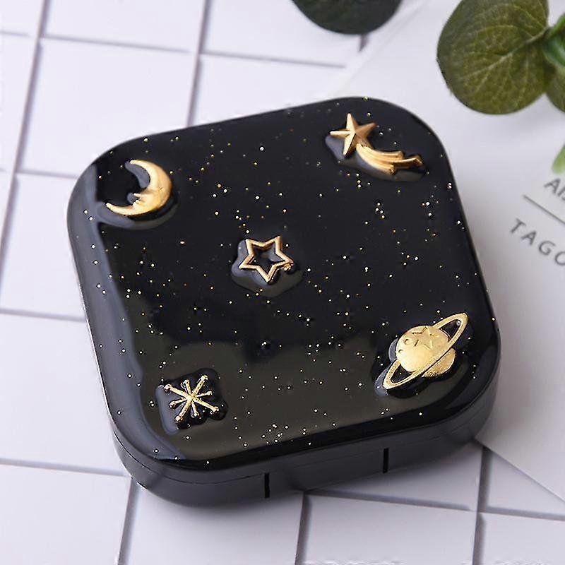 Dww-starry Sky Contact Lens Case Fashion Planet Contact Lens Case Portable Contact Lens Case Set With Mirror (square)