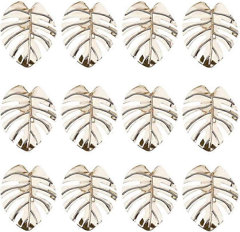 Turtle Leaf Serviette Rings,Table Decor Napkin Holder(12pcs Rose red)