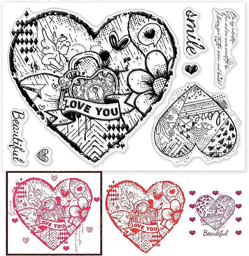 1Sheet Heart Decorative Clear Silicone Stamps