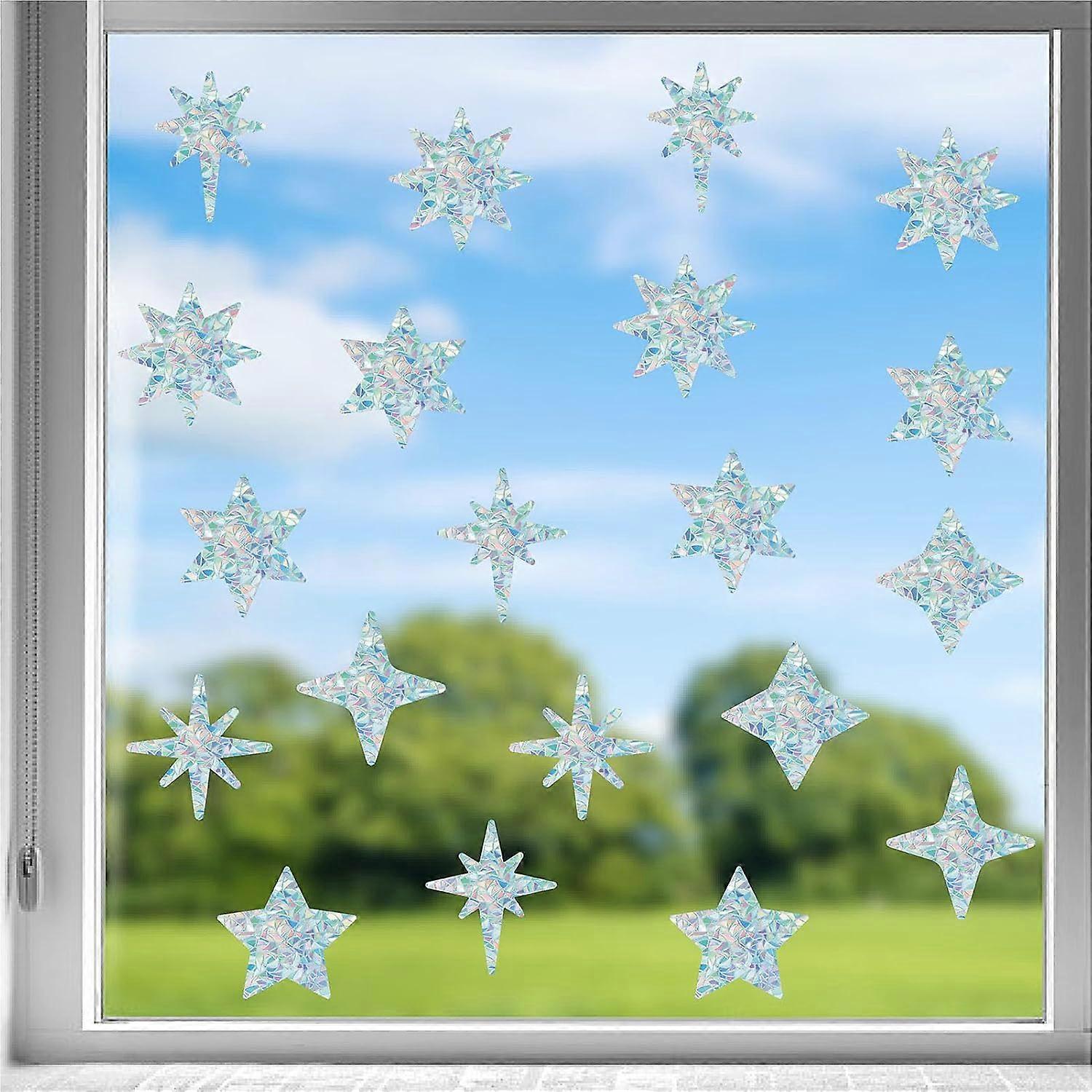 16Pcs 8 Styles Star Window Clings Stickers Pentagram Decals Rainbow Stickers Anti-Collision Decal Prevent Bird for Window Collisions Non Adhesive Pris