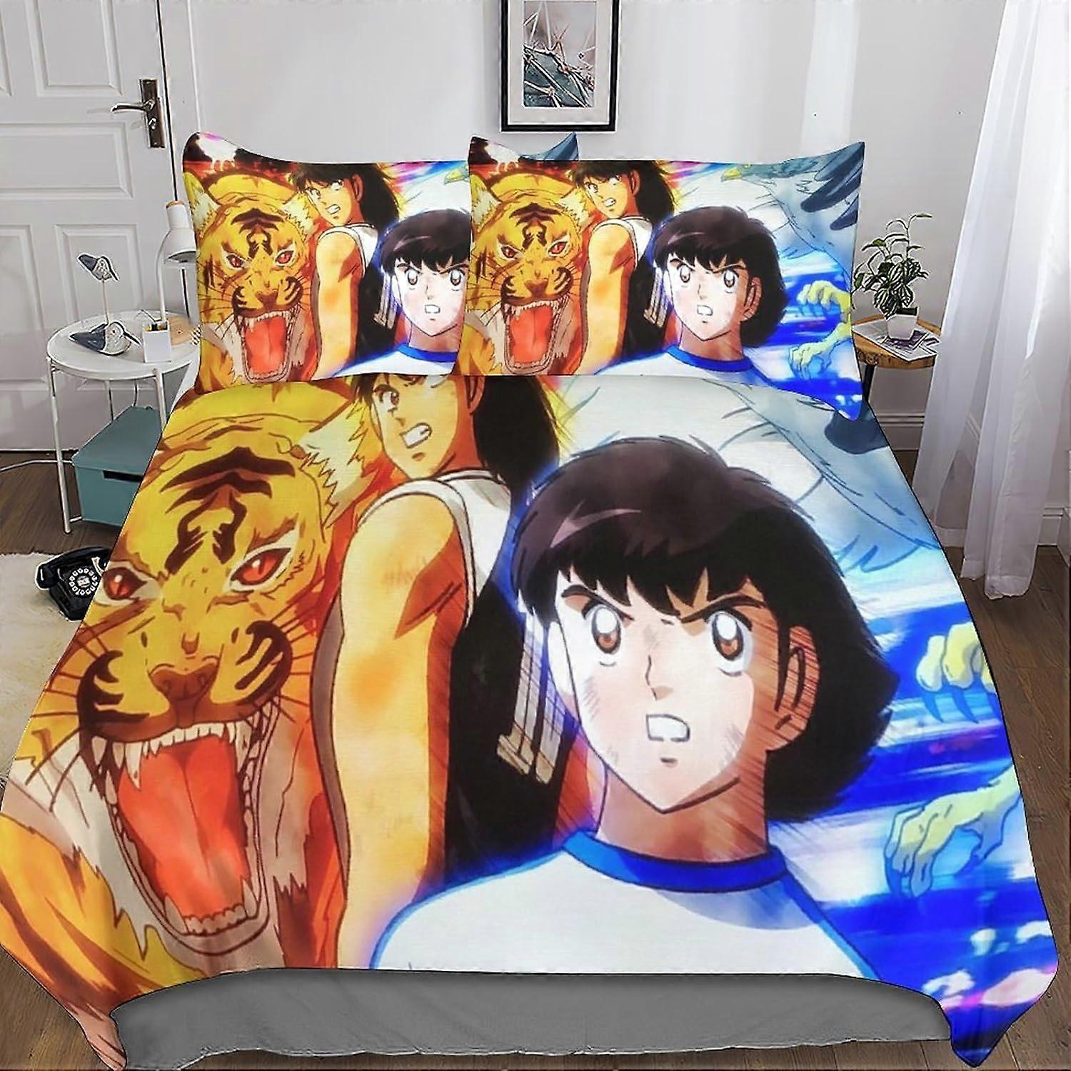 غطاء لحاف زيتون وتوم ثلاثي الأبعاد ، 3 قطع مع أكياس وسائد ، طقم ستوكات ، إغلاق بسحاب ، طقم فراش كرة قدم للبالغين والأطفال مزدوج