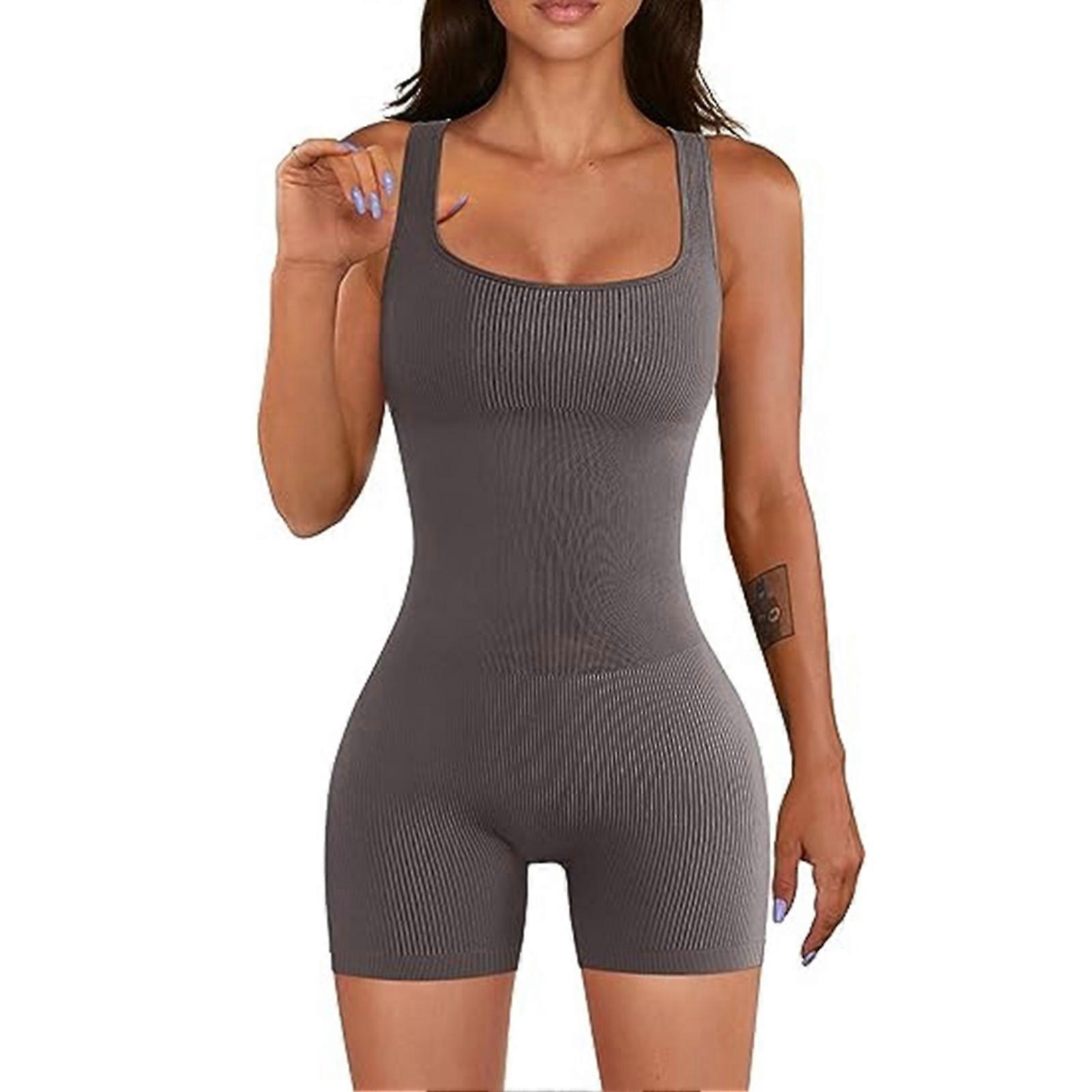 Women's Solid-Color Sleeveless Jumpsuit Shorts Stylish All-match Shorts Pants for Workout Cycling