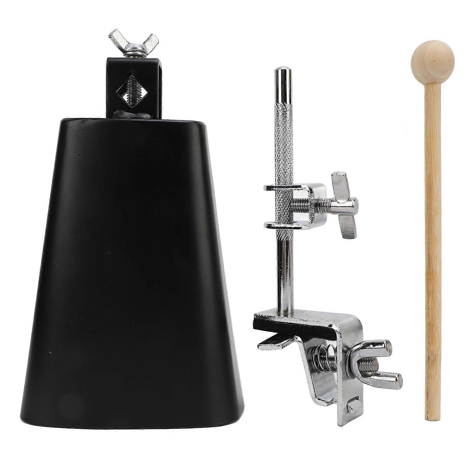 7 Inch Cowbell with Stick and Clamp Adjustable Standard Mount Metal Cow Bell Noise Maker Percussion Instrument