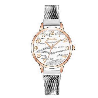 Juxiaoshou Women Fashion Watch Clock Stainless Steel Casual Dress Wrist Crystal
