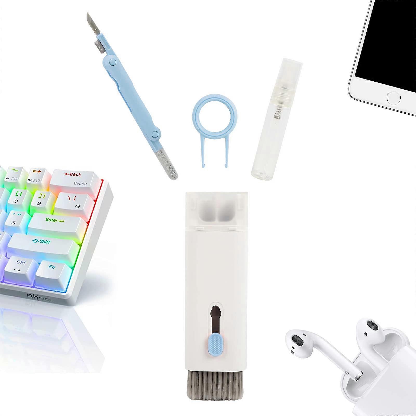 Upgrade Keyboard Cleaner, 7 in 1 Keyboard Cleaning Brush Kit, Multifunctional Airpod Cleaning Kit with KeyCaps Puller