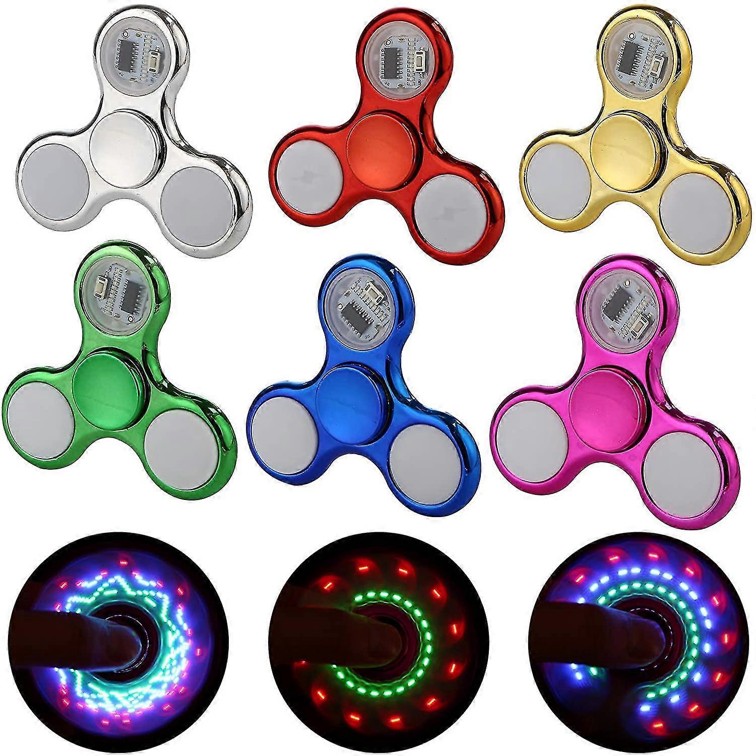 Fidget Spinners 6 Pack,led Light Up Clear Fidget Toys(6 Pack)