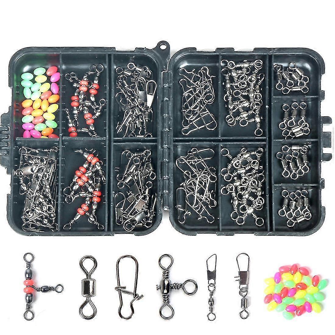 140pcs/box Fishing Accessories Kit Connector Fishing Hook Rotating Buckle With Fishing Tackle Box