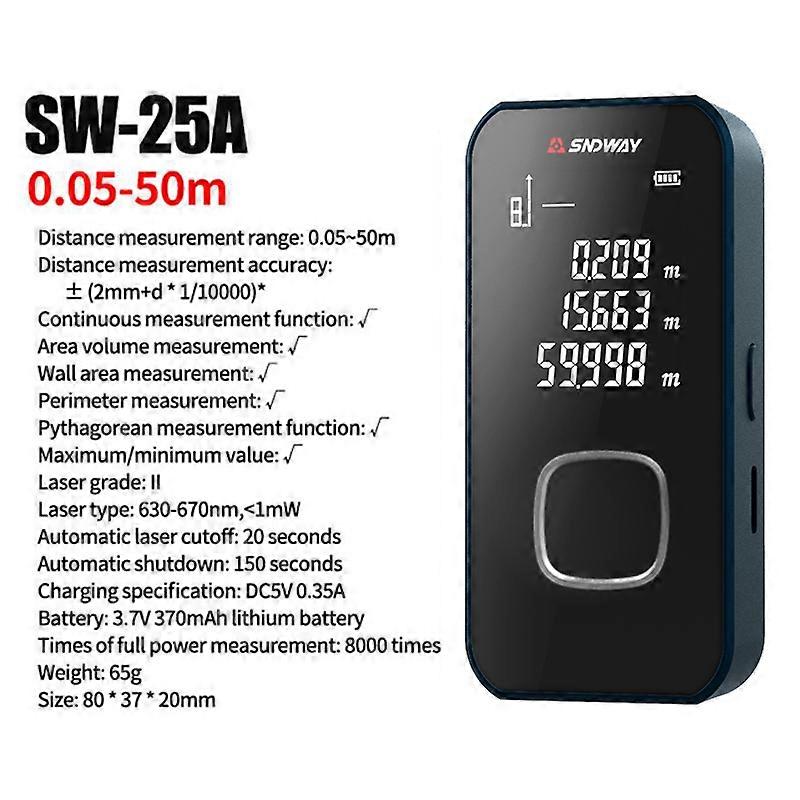 Mini Laser Distance Meter Continuous Area Volume High Length Width Height Perimeter Measurement Digital Rangefinder