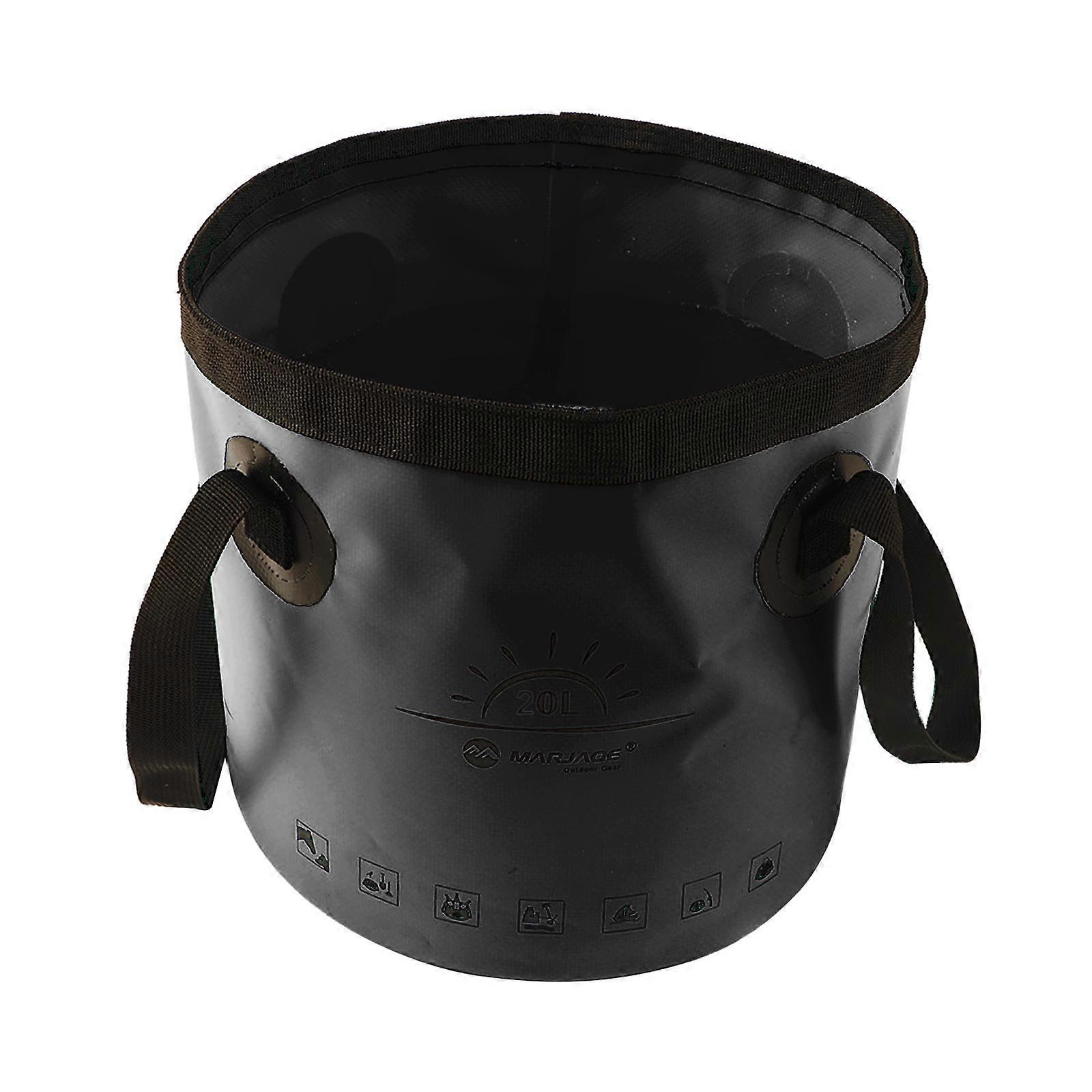 Collapsible Bucket Foldable Water Container Portable for Camping 20L Black