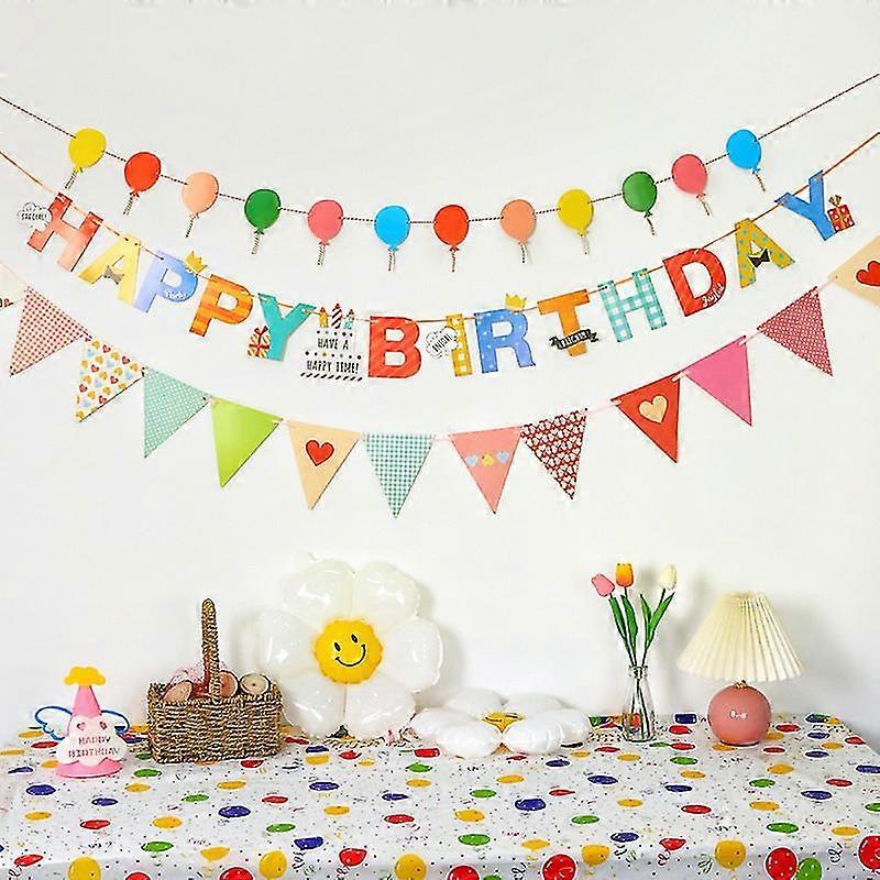 3pcs Birthday Cake Ballon Flags Backdrop
