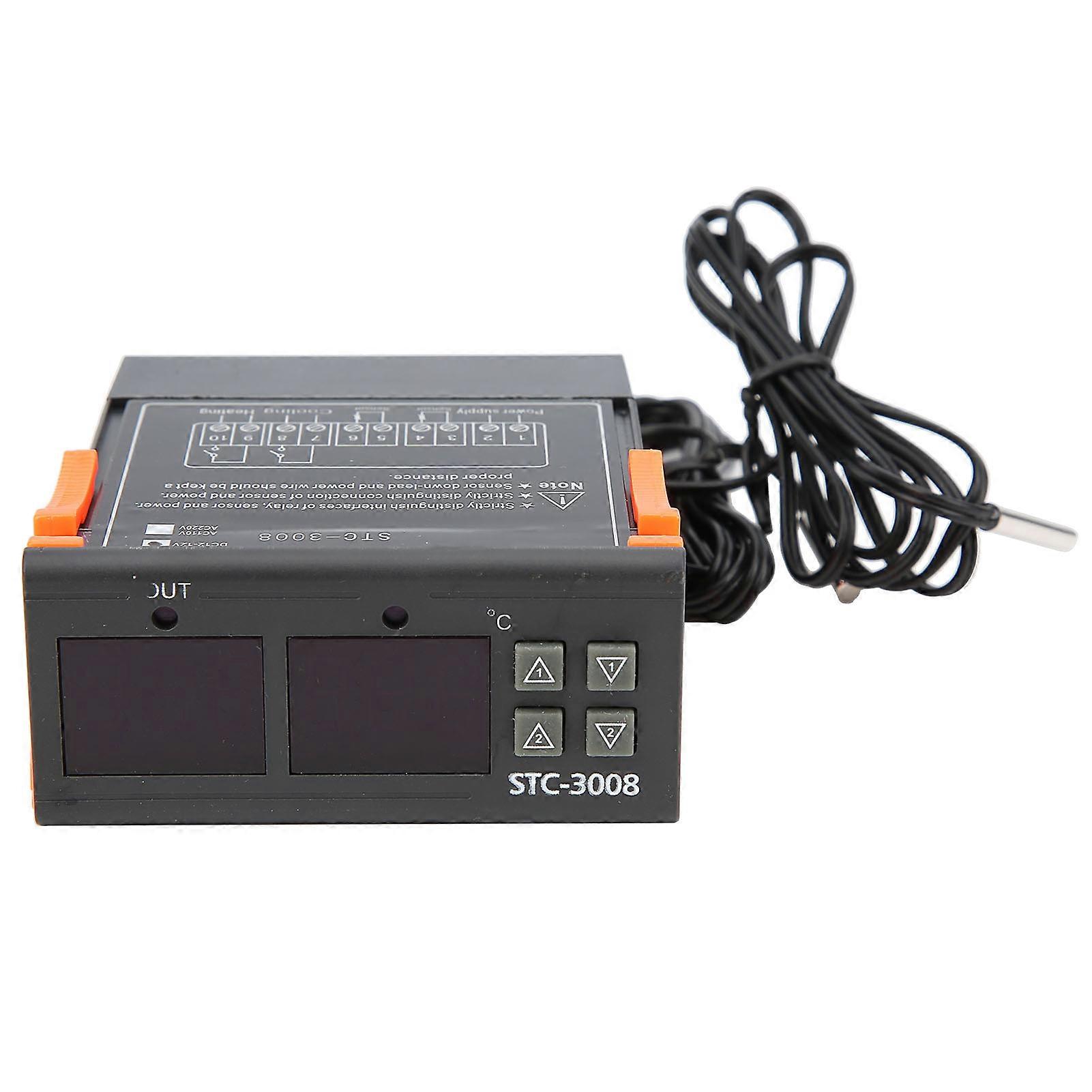 STC-3008 Dual Display Dual NTC Probe Sensor Digital Temperature Thermostat Controller (DC12V)