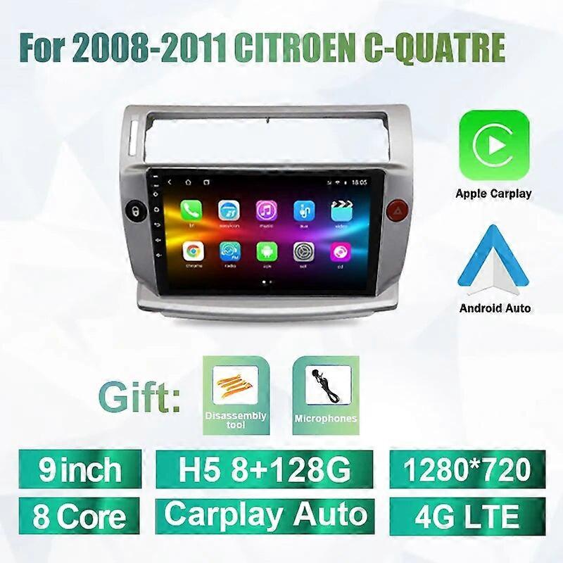 2Din 8 Core Car Radio Multimedia Video Player Navigation GPS Carplay 4G Android 12 Head Unit For 2008-2011 CITROEN C-QUATRE