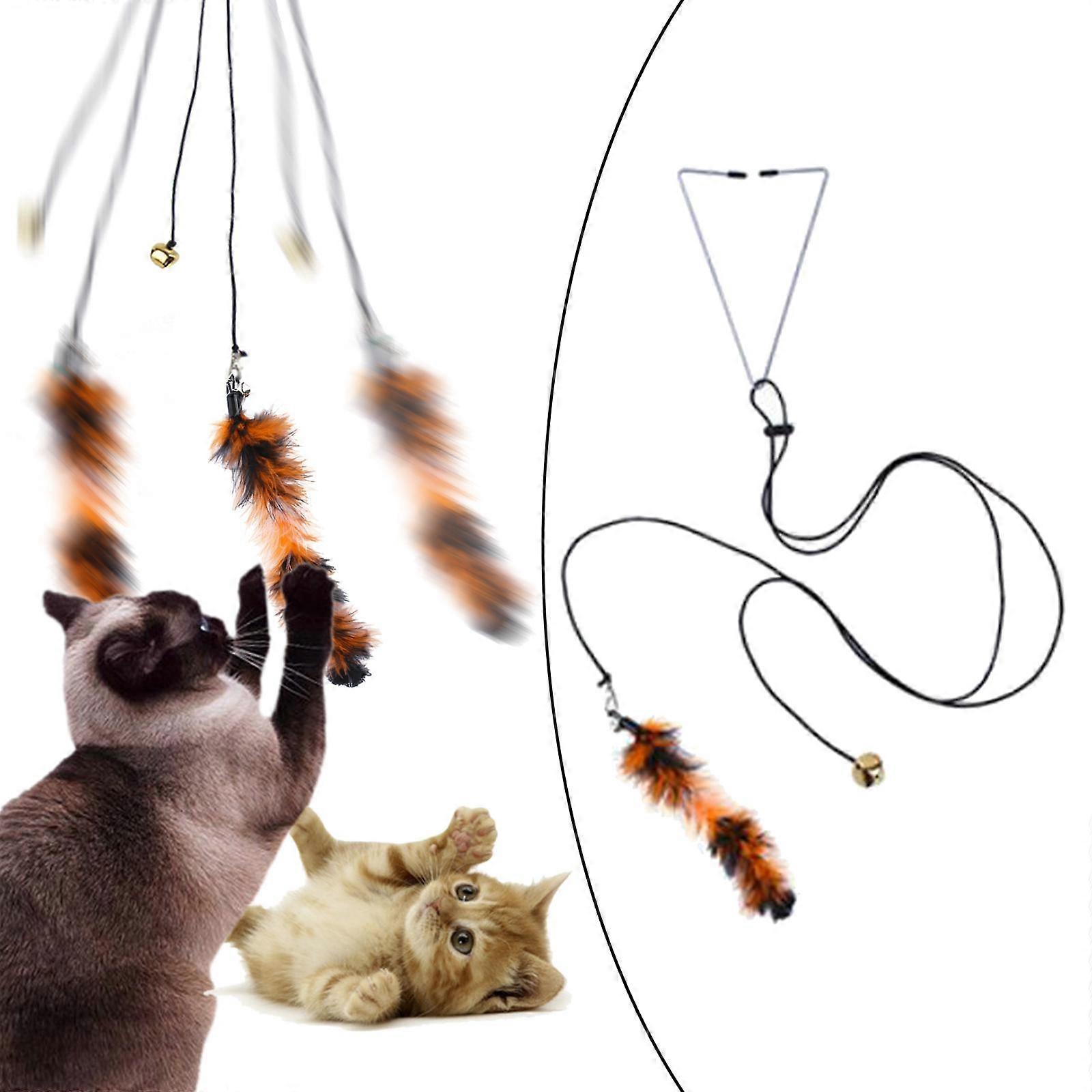 Cat Feather Toy, Retractable Cat Wand Toys and Replacement Teaser, Interactive Catcher Teaser and Funny Exercise for Kitten or Cats. - 10cm