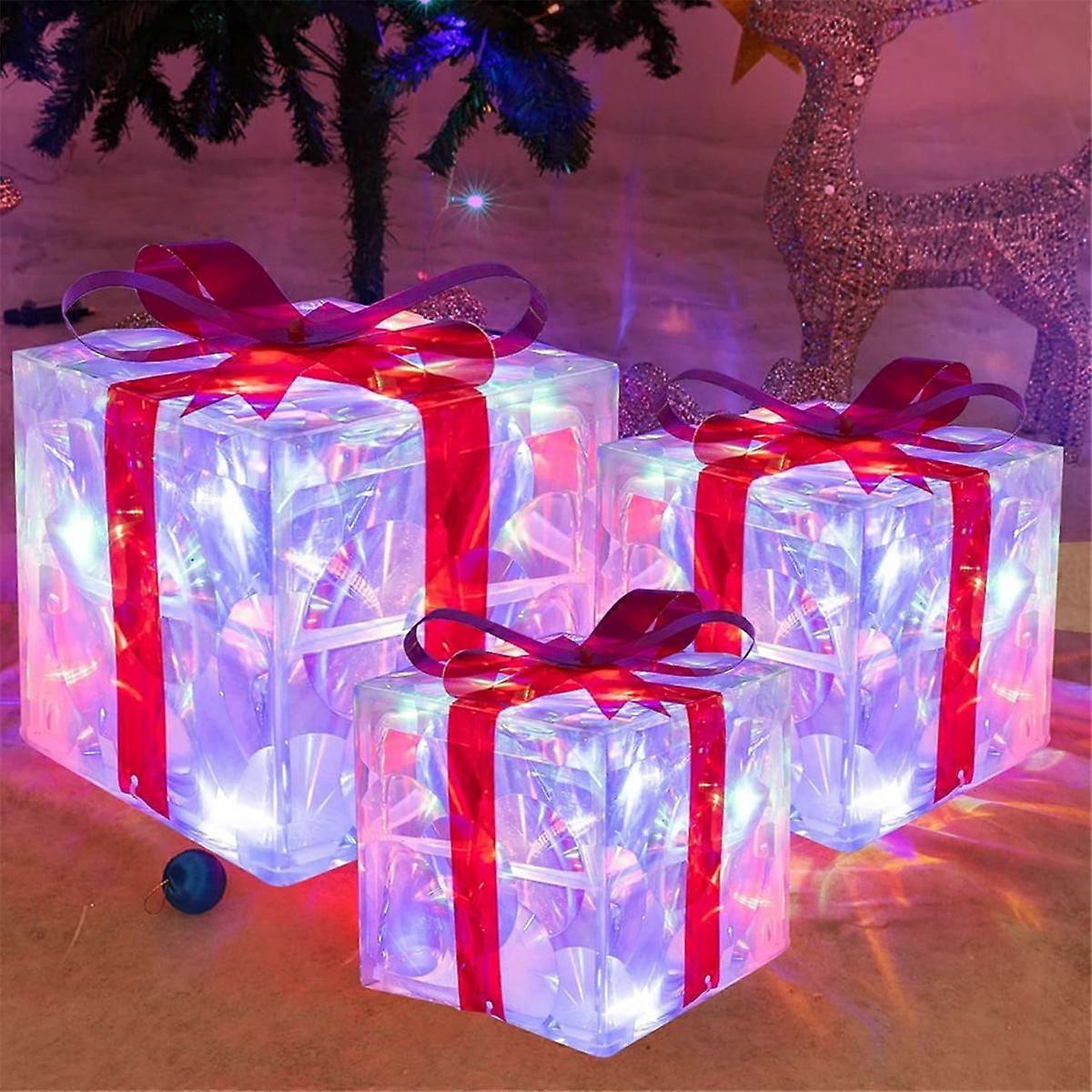 Christmas Light Gift Box LED Light Christmas Box Decorations Christmas Tree Home Lawn Decorations C