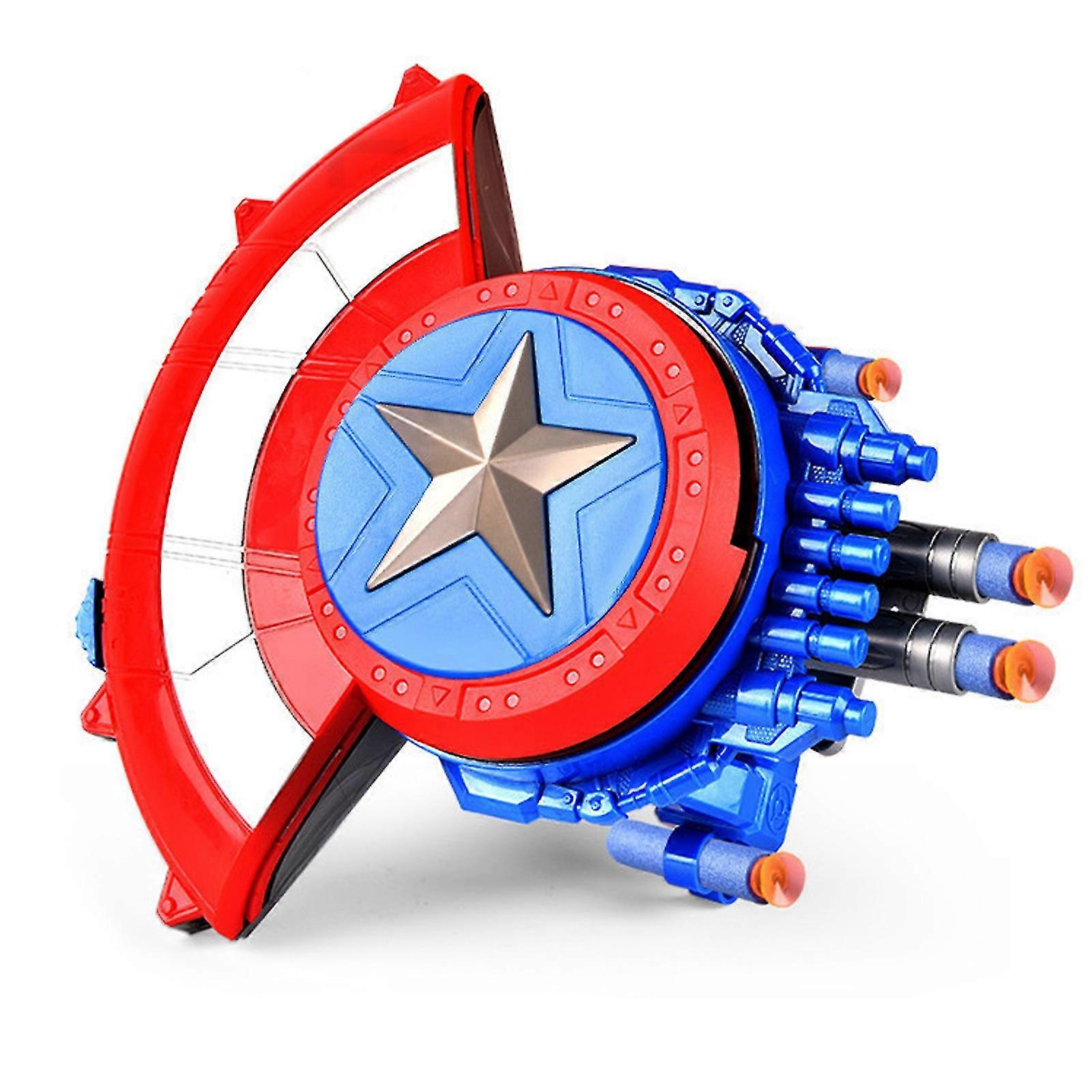 Marvels Avenger Mech Strike Captain Americas Shield Role Play Toy With 20 Soft Bullets Pull Handle To Expand, For Kids Ages 5 And Up