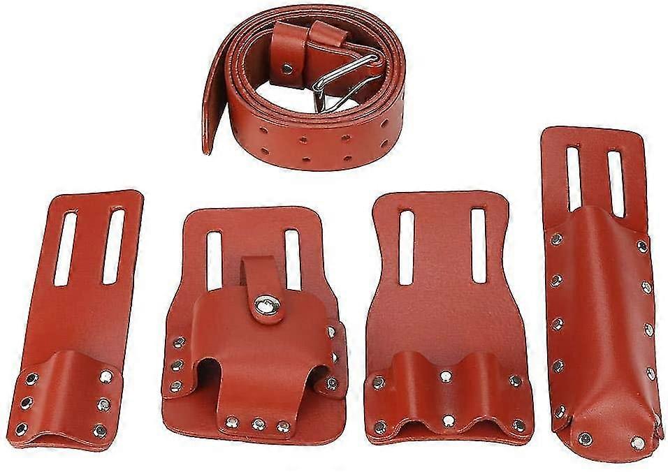 Tool Bag-5 In 1 Leather Tool Bag Type Tool Rack Horizontal Wrench Tool Belt