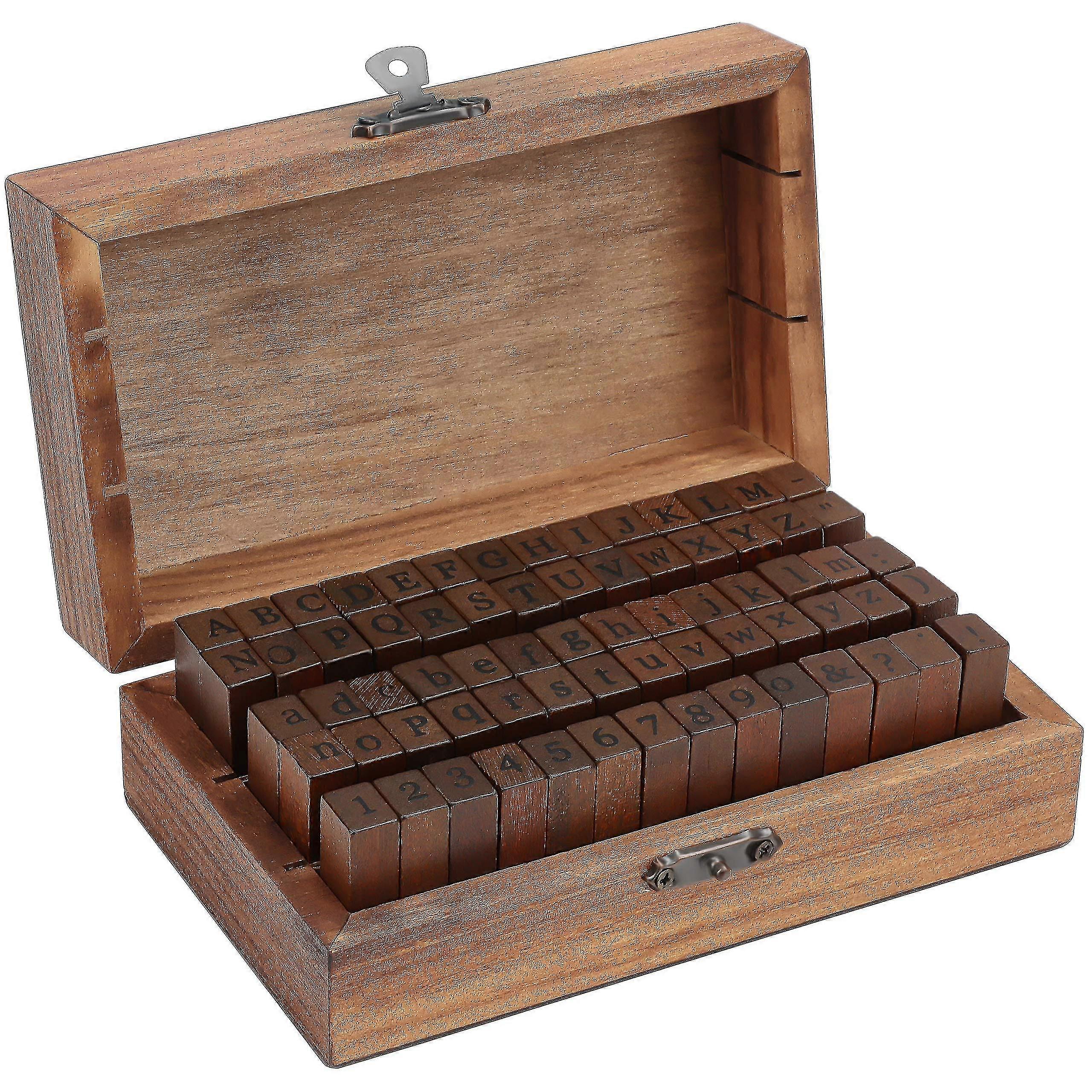ختم الحروف الأبجدية مع الأرقام والرموز (70 قطعة) - ختم الخشب