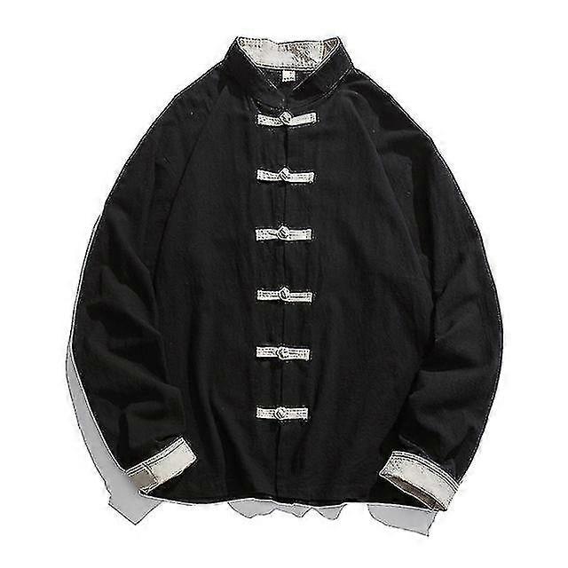 كيمونو سترة الرجال الملابس الصينية التقليدية الكتان هانفو أعلى كم طويل تانغ بدلة الكونغ فو قميص كارديجان معطف M-5XL