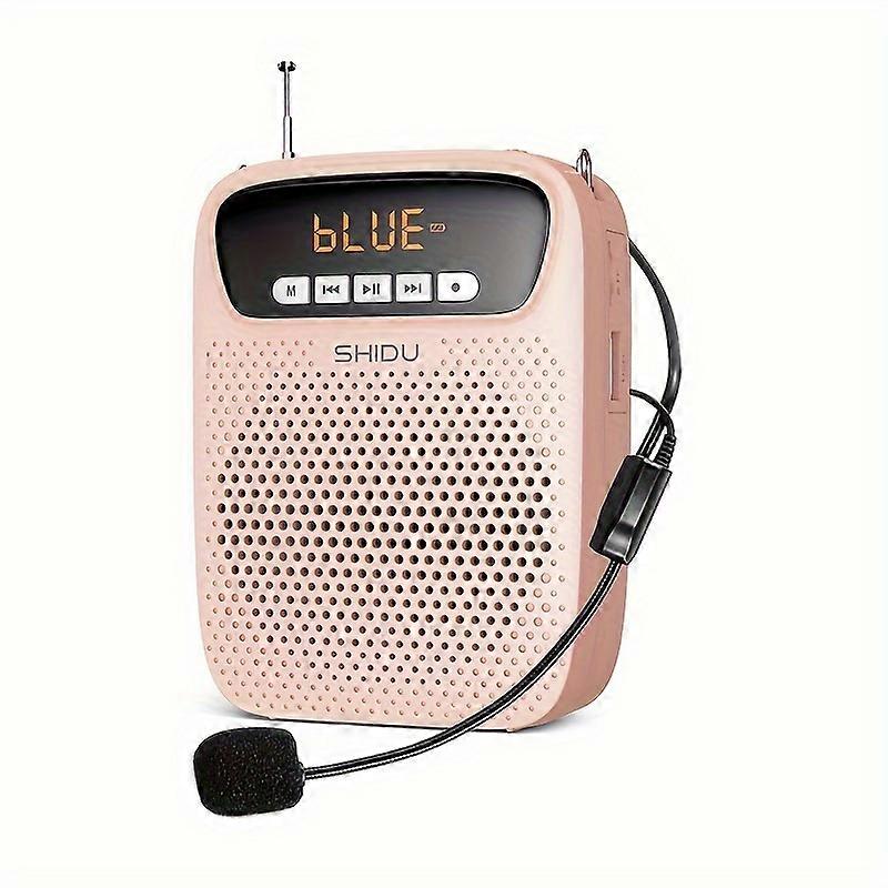 Röstförstärkare för lärare, med trådbunden mikrofonheadset, megafonhögtalare 2500mAH bärbar PA-systemhögtalare, stöder FM / REC / USB / TF-kort / AUX in, 
