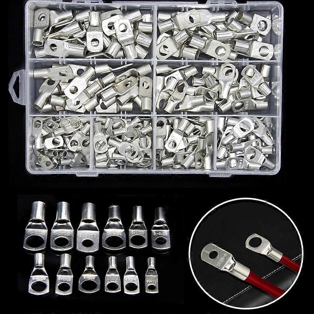 240PCS Automotive Copper Ring Terminals Lug Electrical Wire Welding Terminals Cable Crimp Connectors Assorted Set