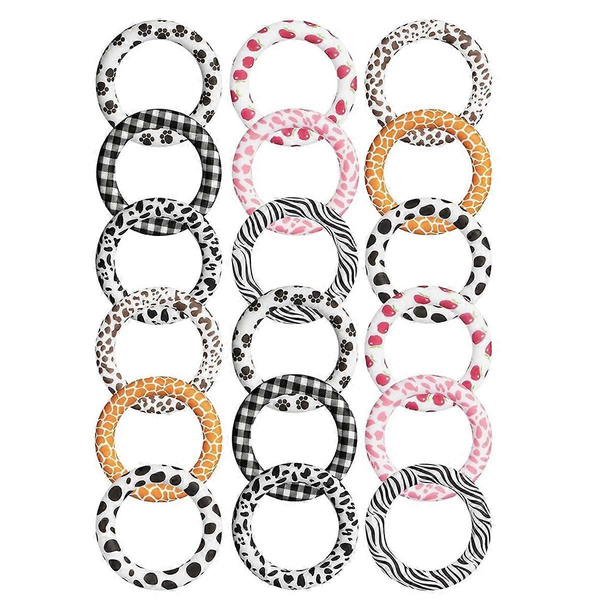 18 Pcs Silicone Beadable O Rings with Holes for Stringing, 65mm Silicone Beads Bulk Loop for Keychain & DIY Necklace