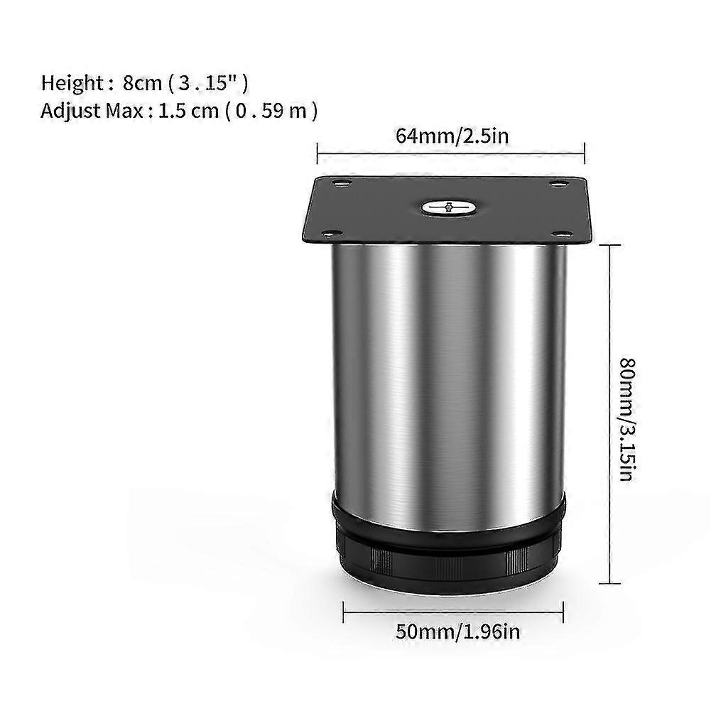 Justerbare møbelfødder i rustfrit stål - 5 stk. 35 cm sorte metaludskiftningsfødder til sofaskabe tv-stativer sofa