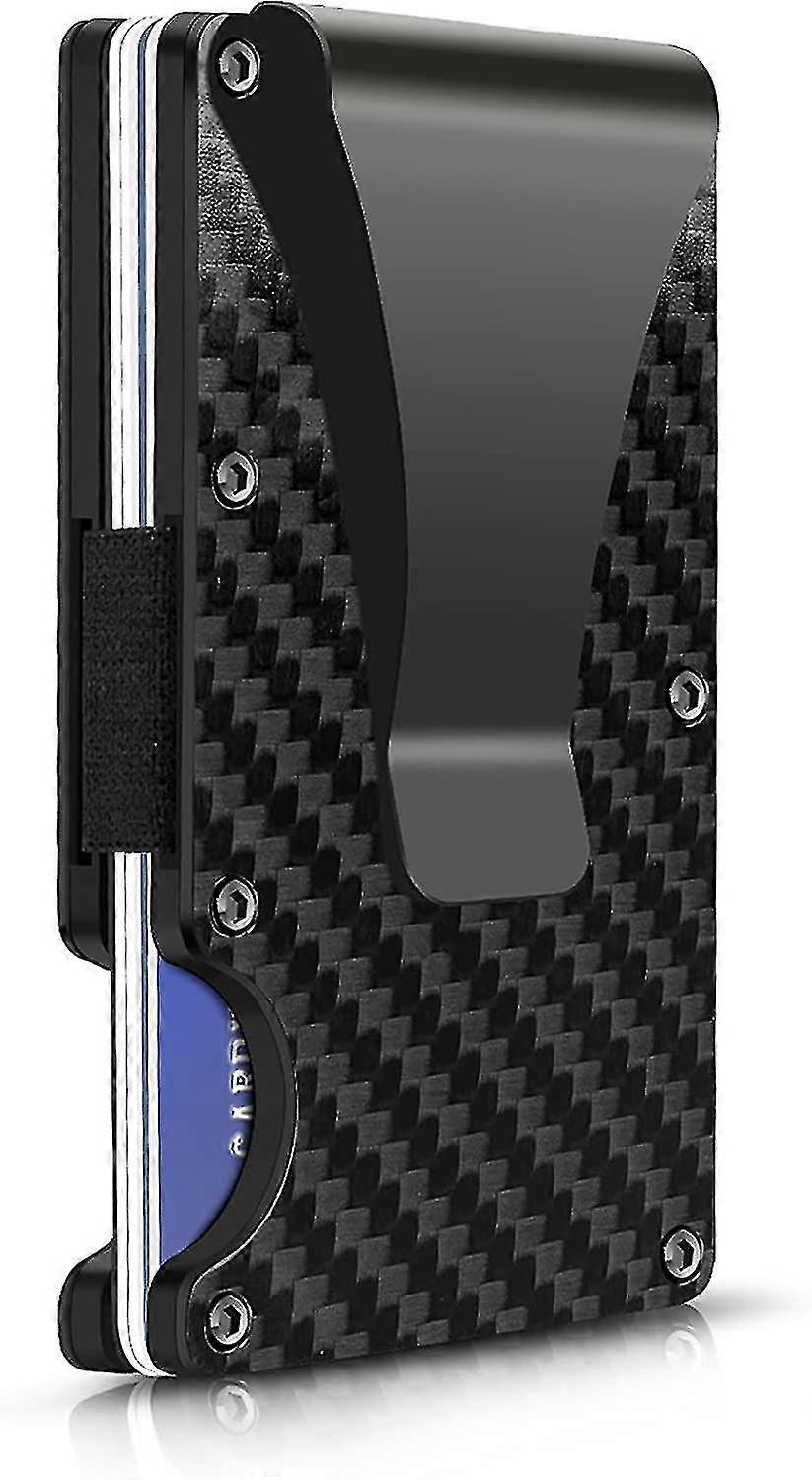Erkekler İçin Karbon Fiber Minimalist Cüzdan - Kredi Kartı Tutucu Metal Cüzdan - Para Klipsi İnce Ön Cep-jkshd