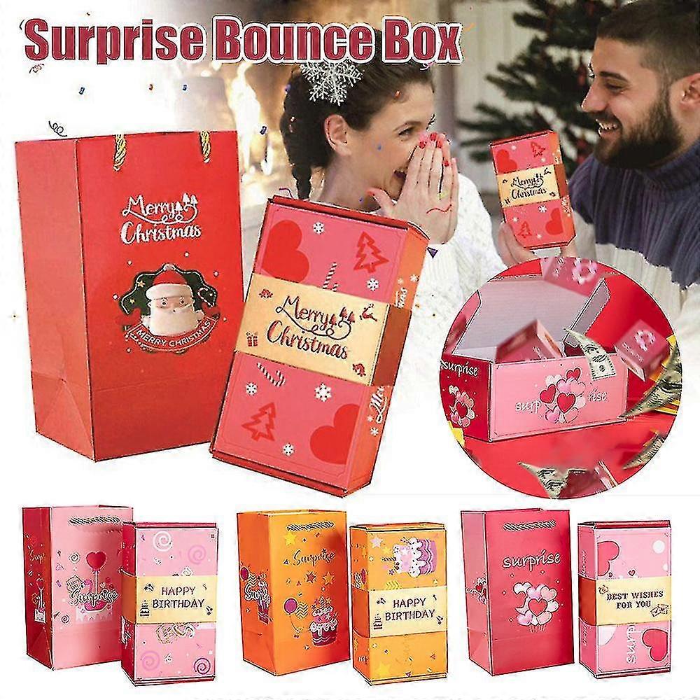 Boîte cadeau Creative Folding Bouncing Red Envelope, Boîte Cadeau De Rebond D’argent De Luxe, Surprise Tirelires Cadeau-yujia