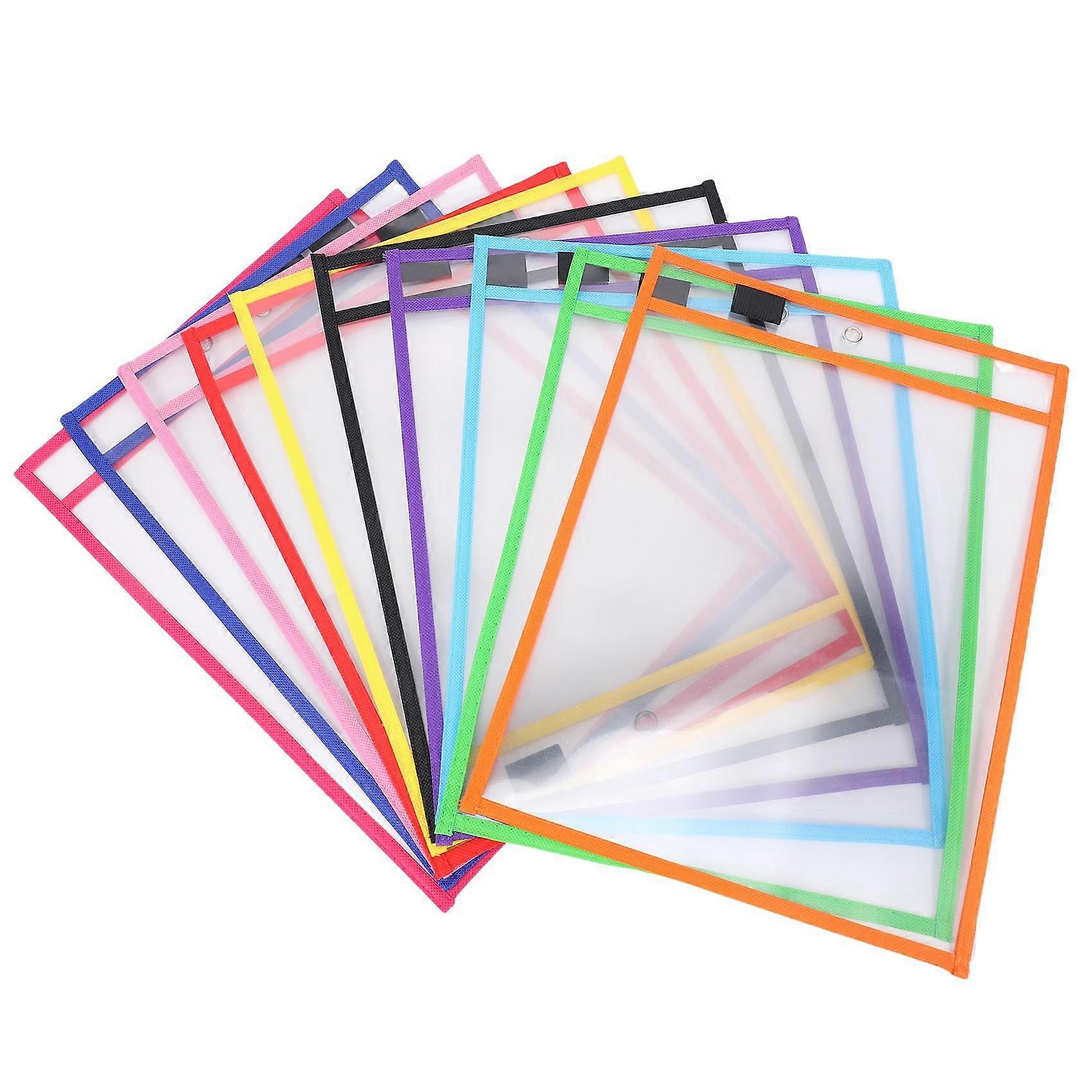 30 Pack Dry Erase Pockets PVC Transparent Sewn Dry Erase File Bag Reusable Dry Erase Bag