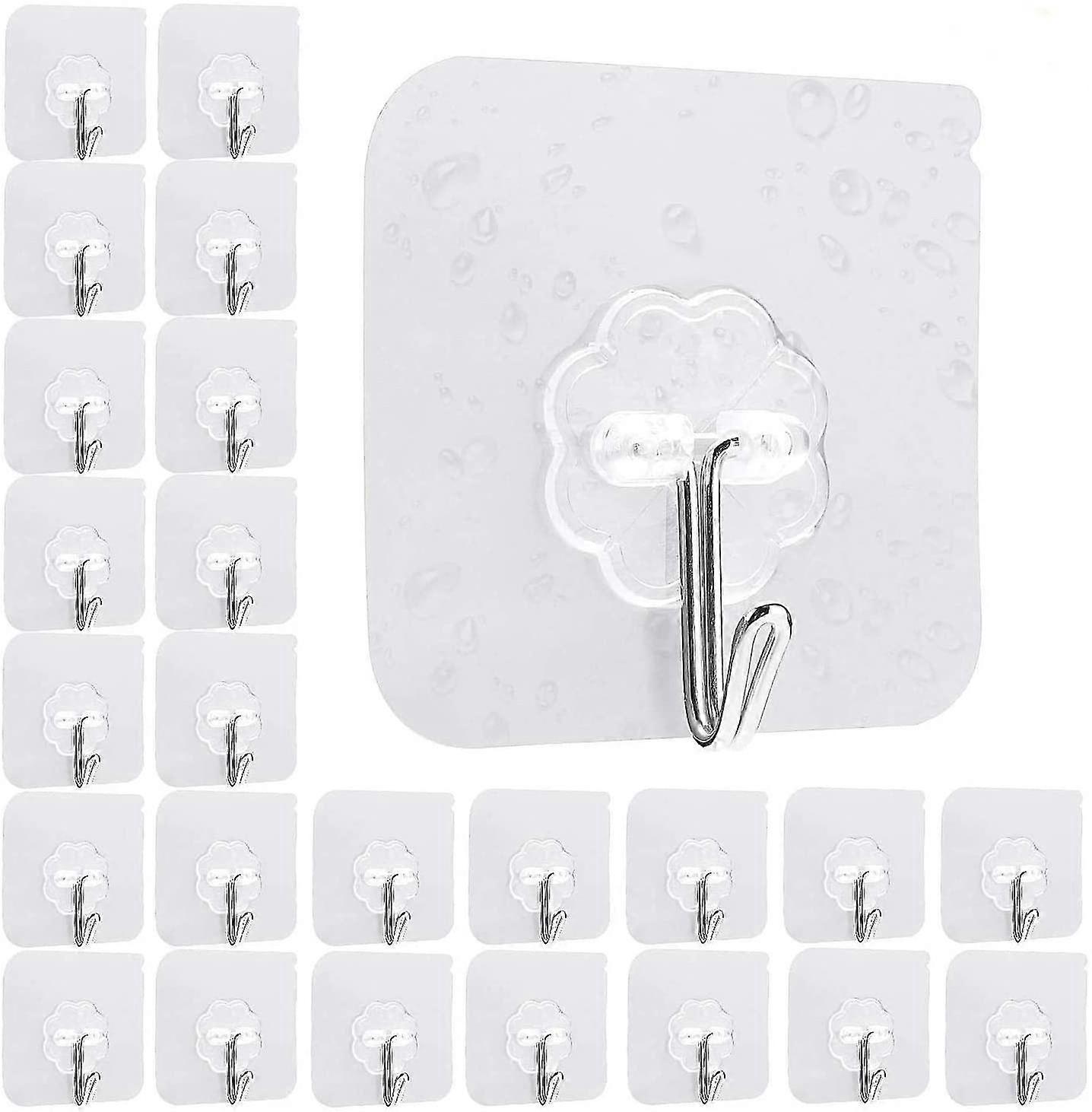 24 Pcs Self Adhesive Adhesive Hooks, Transparent Hooks, Towel Hooks