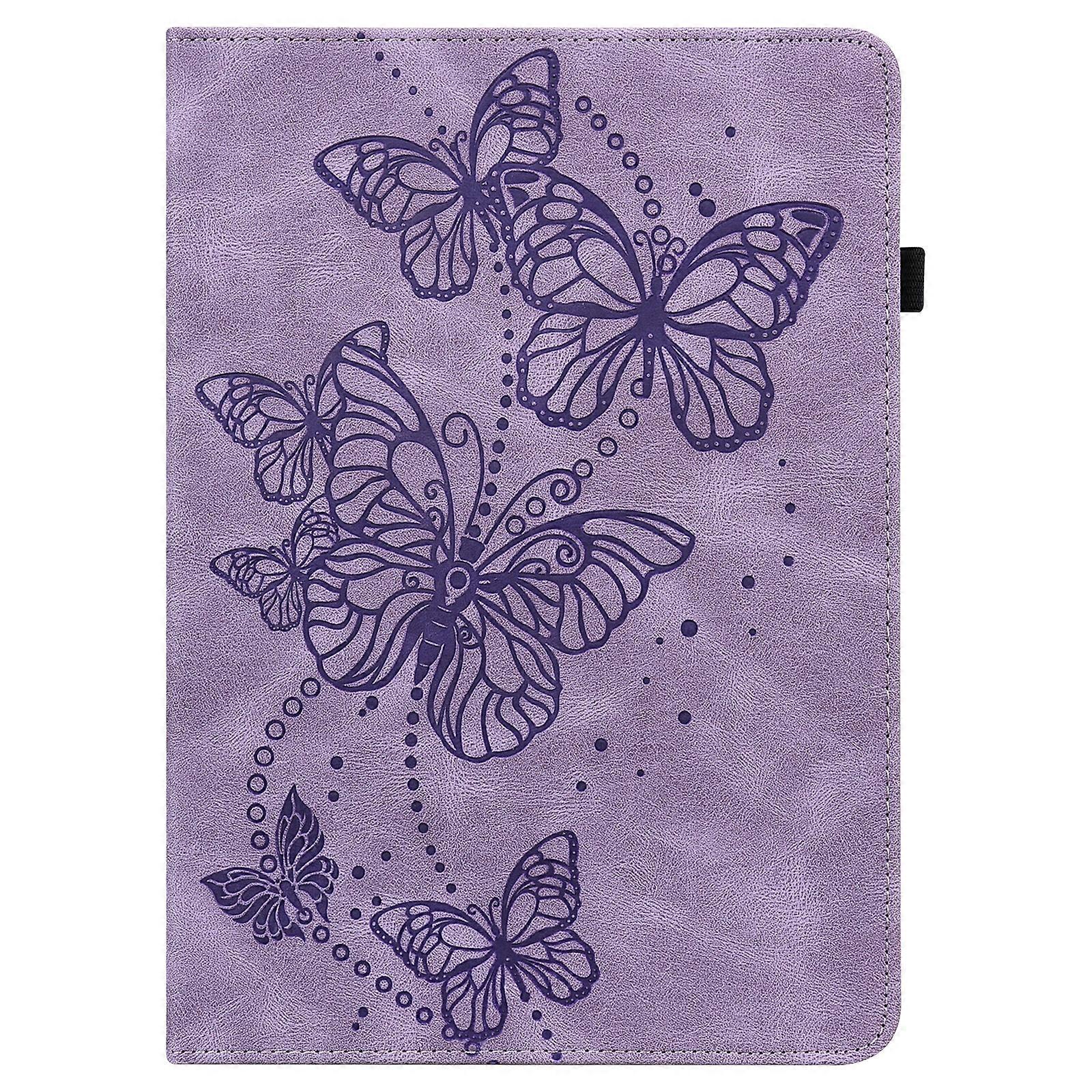 Tablet Case For Lenovo Tab M9 Embossed Butterfly Pattern Leather Tablet Case(Purple)