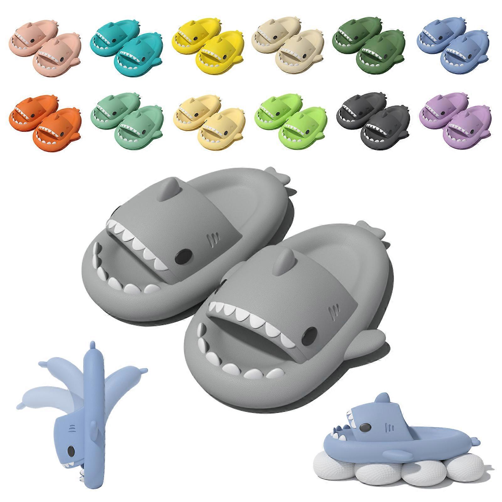 Sommar Shark Tofflor För Kvinnor Män, Söt Dusch Anti-Slip Nyhet Öppen tå Slides, Par Slides Lätt Sula Sandaler Strandskor