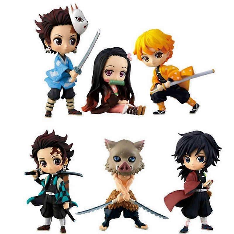 6pcs Demon Slayer Kamado Nezuko Agatsuma Zenitsu Figure Toy Collection Model