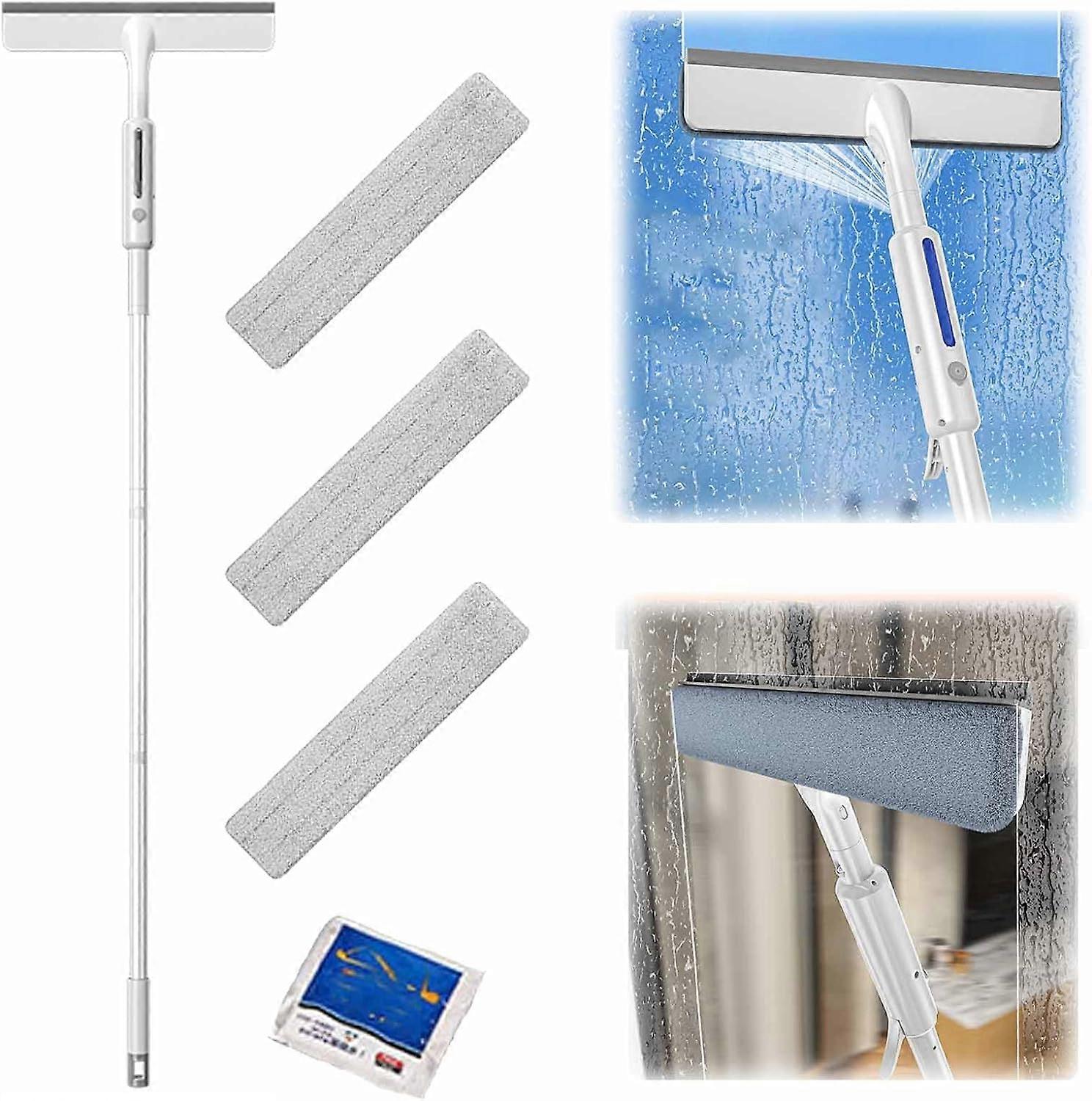 Magic Window Screen Cleaner Brush 3 in 1 with 115/145cm Handle, Window Washer Squeegee Spray Cleaning Brush for Car Windshield