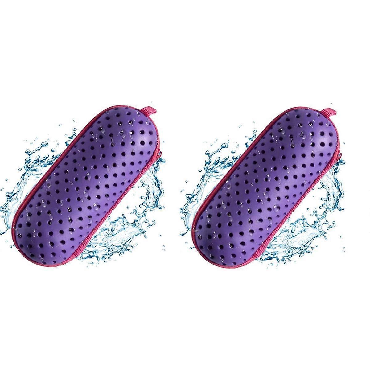 Purple Swimming Goggle Case, Goggle Protection Case with Clip, Drainage Hole, Zippered Goggles Case