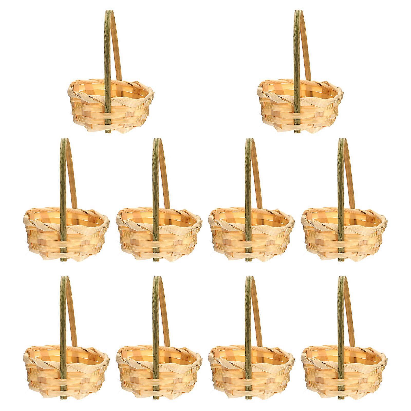 10Pcs Bamboo Woven Flower Storage Baskets Multi-functional Basket Storage Holders