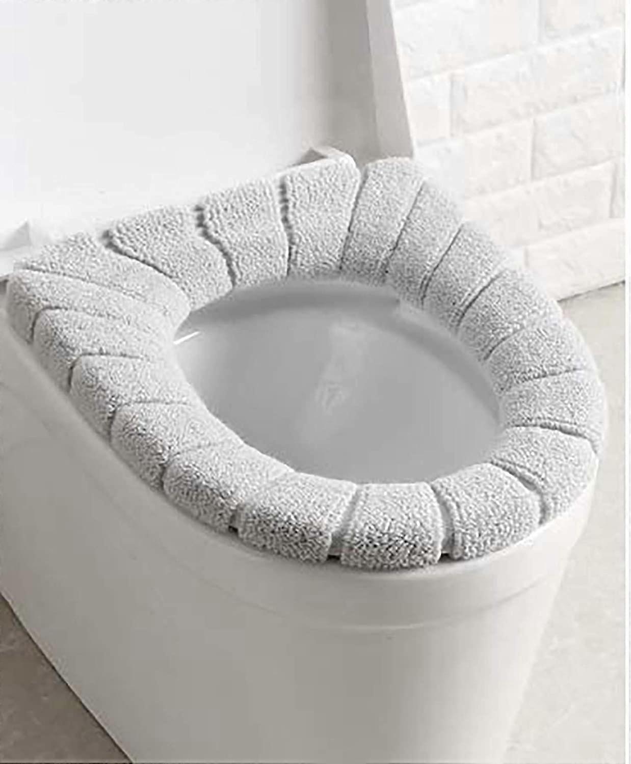Toilet Cushion Universal Toilet Soft Seat Cushion Can Be Washed, Warm, Soft, Thick, Soft2-piece set (Light Grey)