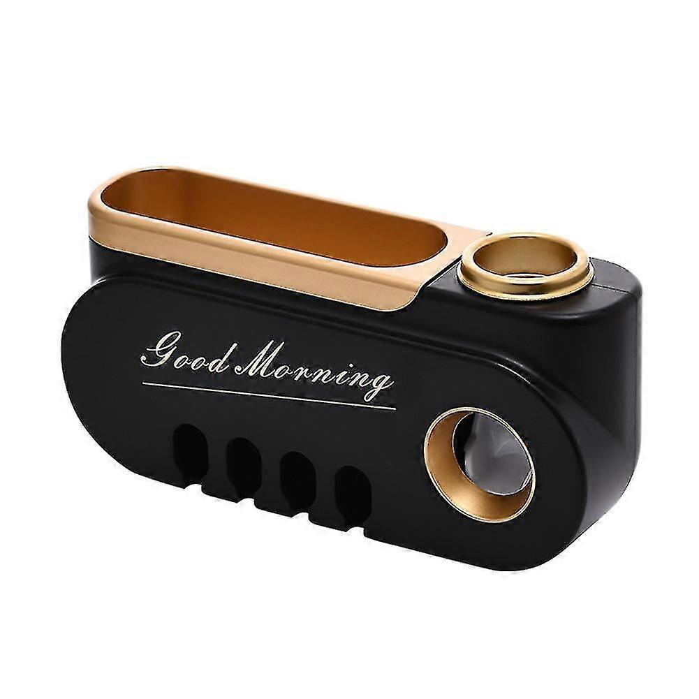 Hanging Toothbrush Holder Automatic Toothpaste Squeezer (black Gold)