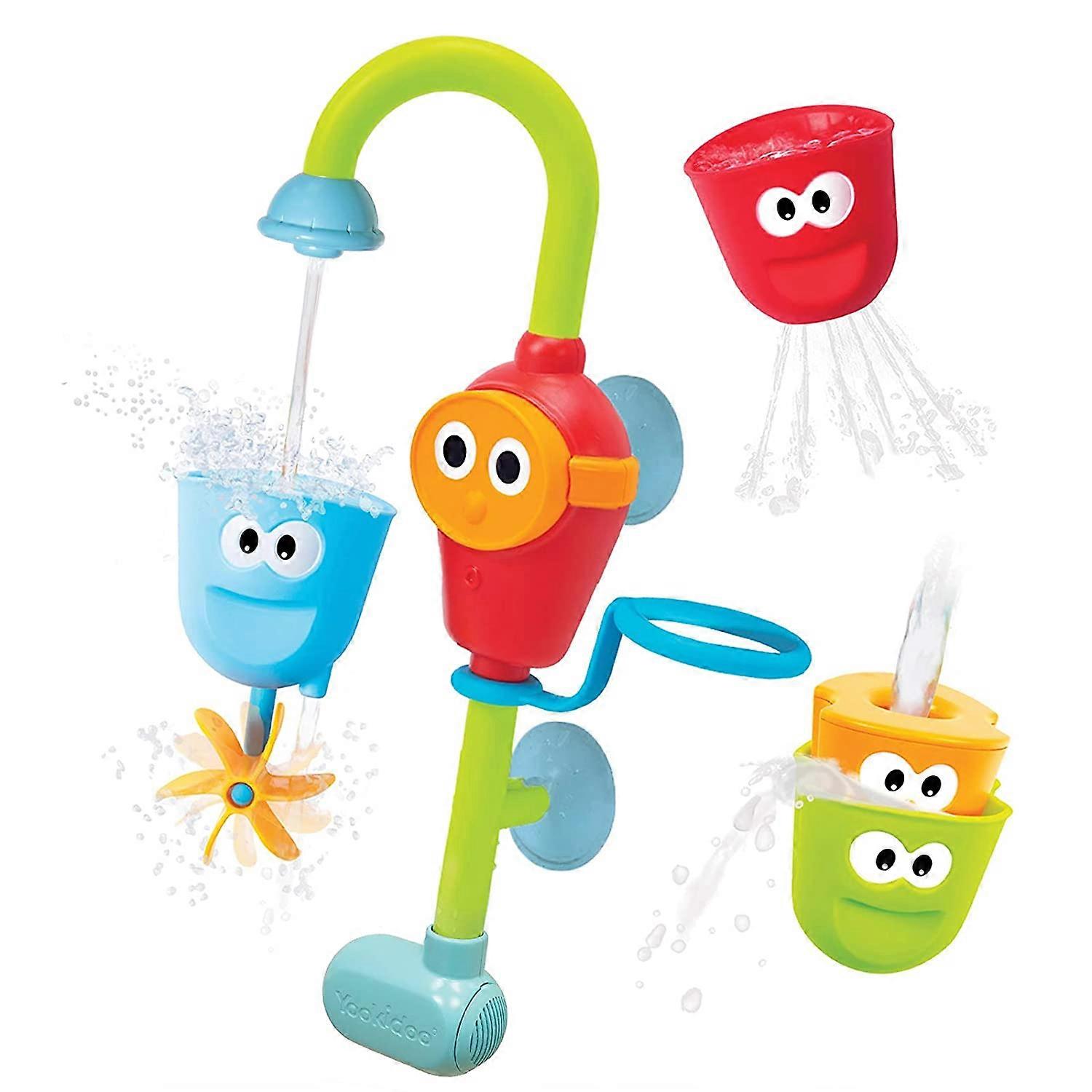 Boquilla de juguete de baño para niños pequeños: tres tazas de juego apilables y boquillas de rociado de agua para que los niños se diviertan bañándose
