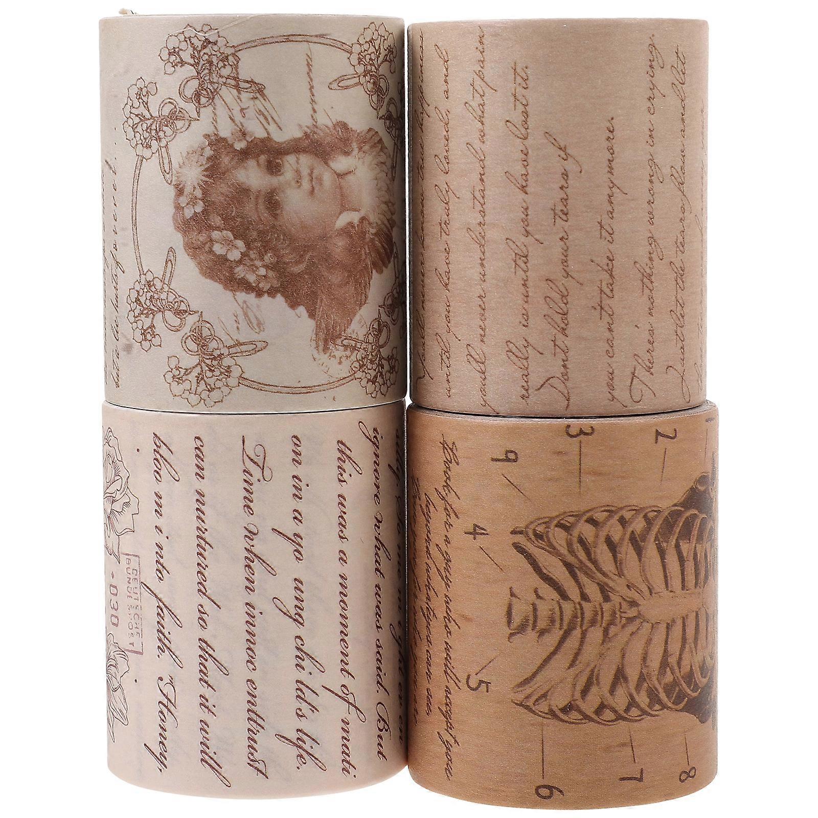 4 Rolls of Japan Paper Adhesive Tape Vintage Formula Pattern DIY Tapes for Diary