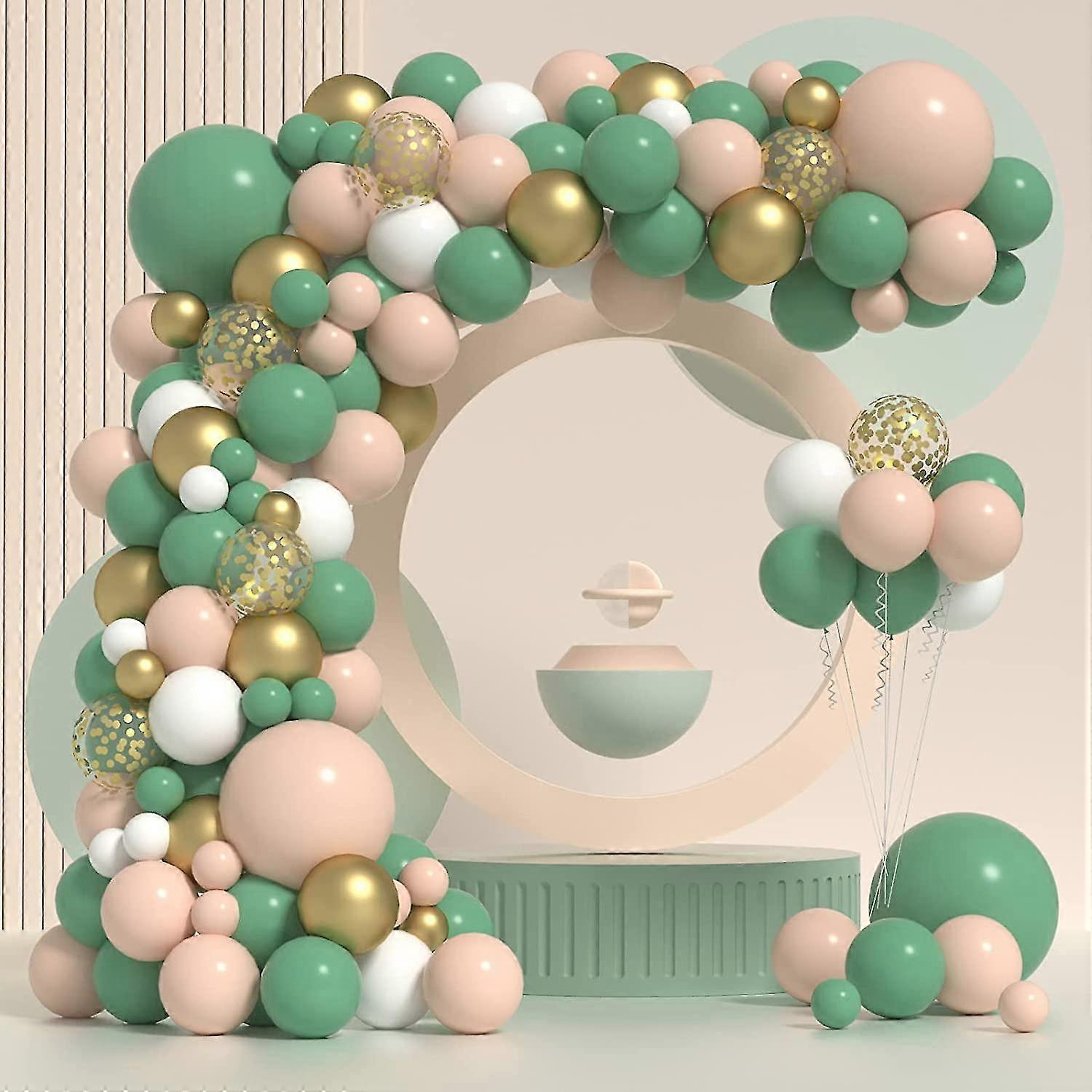 Buy PartyWoo 140 Pcs Olive Green Balloon Arch Kit, Sage Green Balloon Garland Kit With Cream White Metallic Gold Retro Green Balloons And Arch Kit For