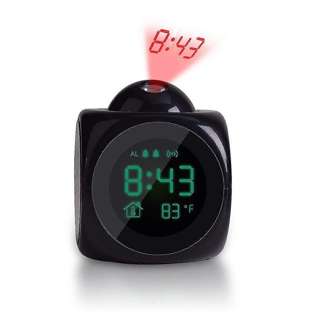Smart multi-function alarm clock led display english voice time projection clock