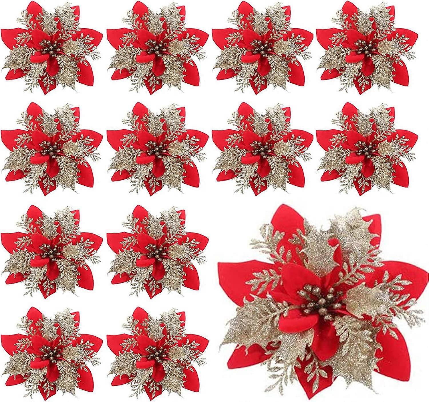 12db 14cm Mikulásvirág karácsonyi virág mesterséges karácsonyi csillag