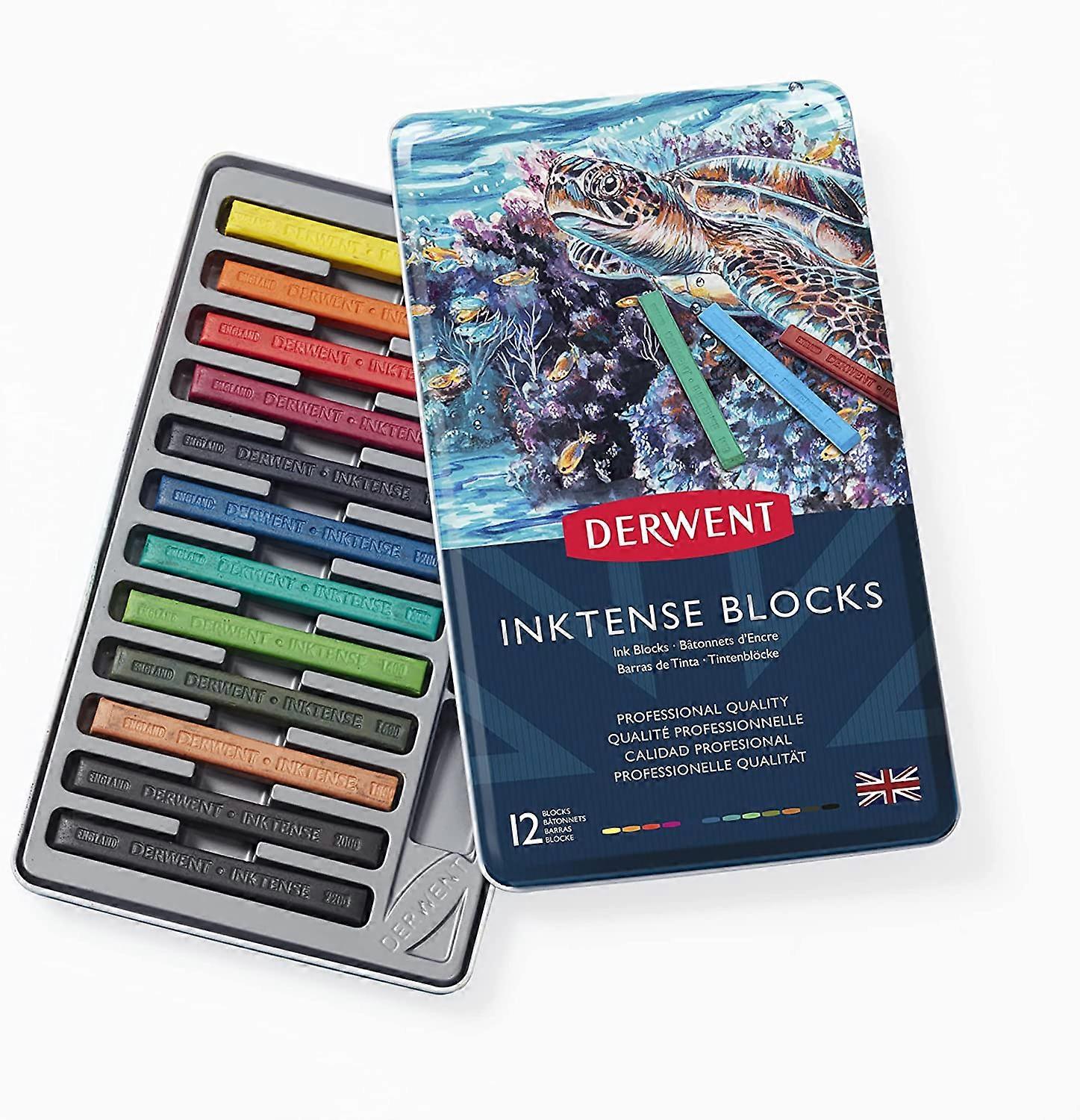 كتل Derwent Inktense، نواة 4 مم، قصدير معدني، 12 عد (2300442) 12