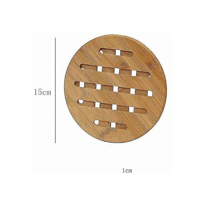 2 dining table potholders, round coasters, anti-scalding and non-slip placemats, thick bamboo heat insulation pads (small round 15cm)