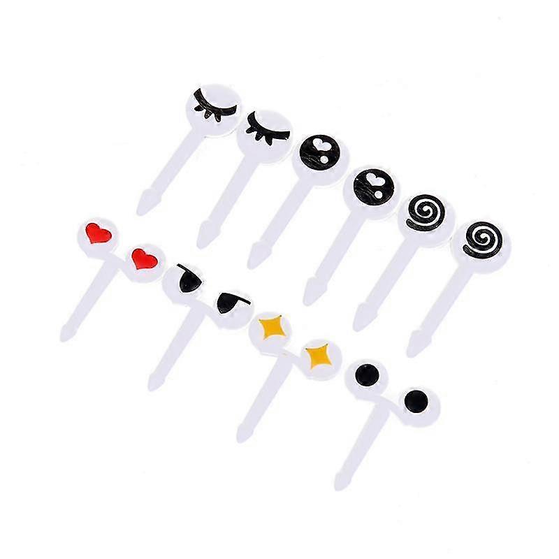 Cute Plastic Fruit Toothpick, Lovely Eye Cartoonks(2sets, Black + White)