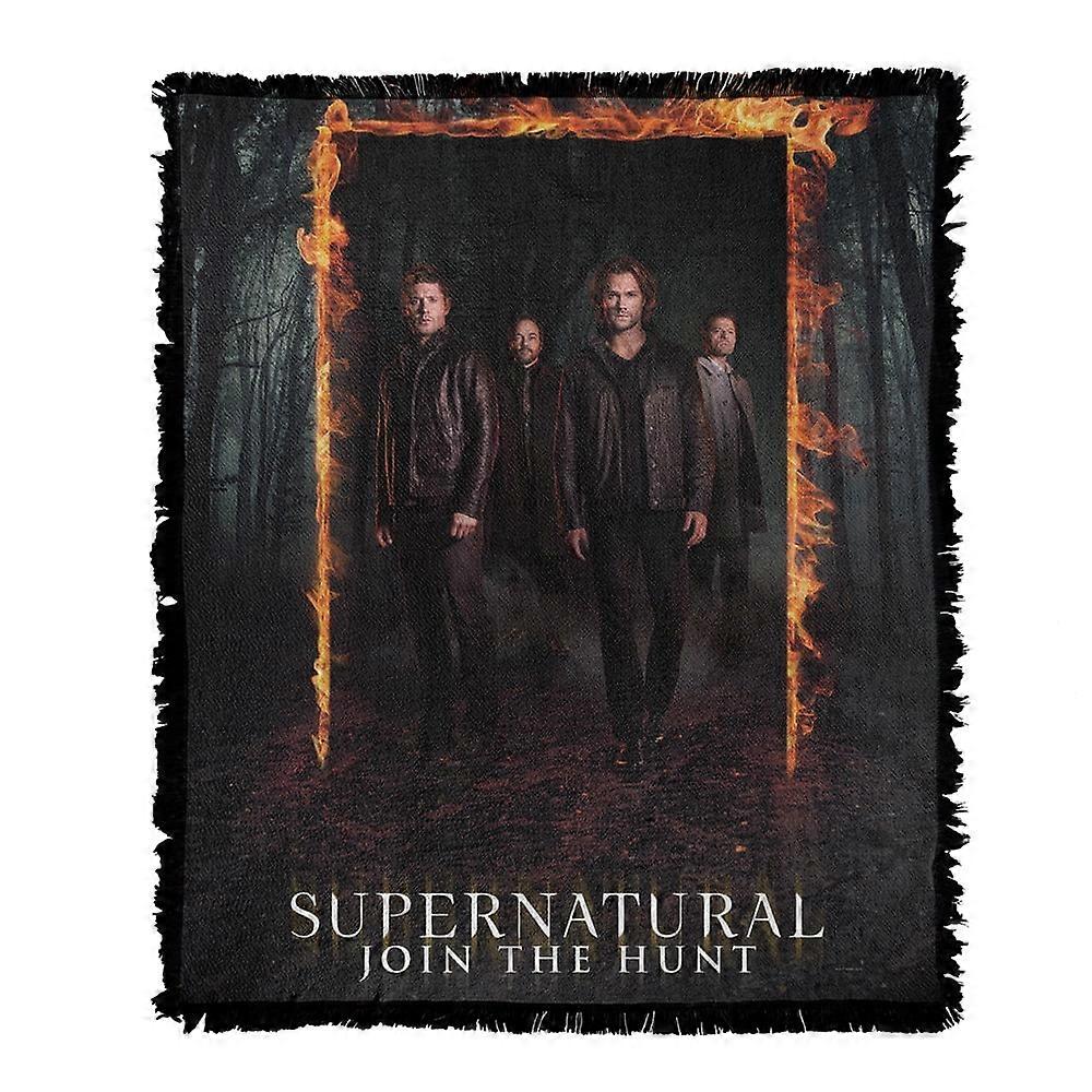 Cobertor sobrenaturalFire Frame Tecido Tapeçaria Algodão Blend Fringed ThrowMTWLF1175