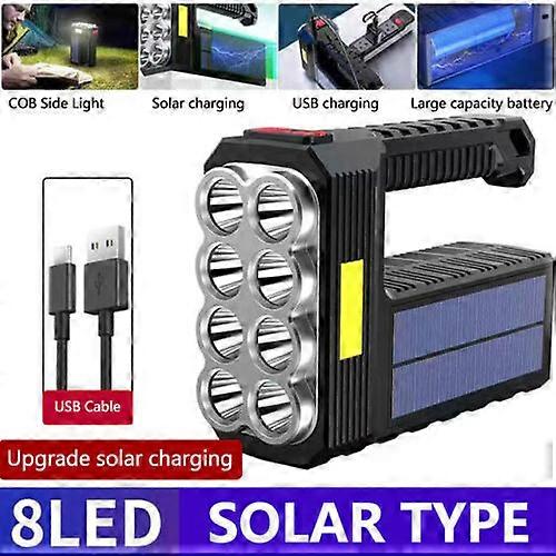 Solar LED Torch USB Rechargeable LED Work Light Camping Hiking Lamp Searchlight